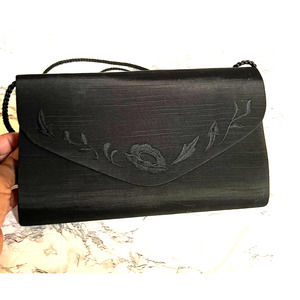 Embroidered Black Evening Purse